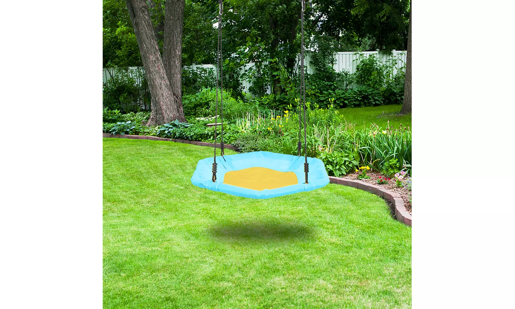 40 Inch Hexagon Swing Textilene Swing with Adjustable Rope - Primary Image
