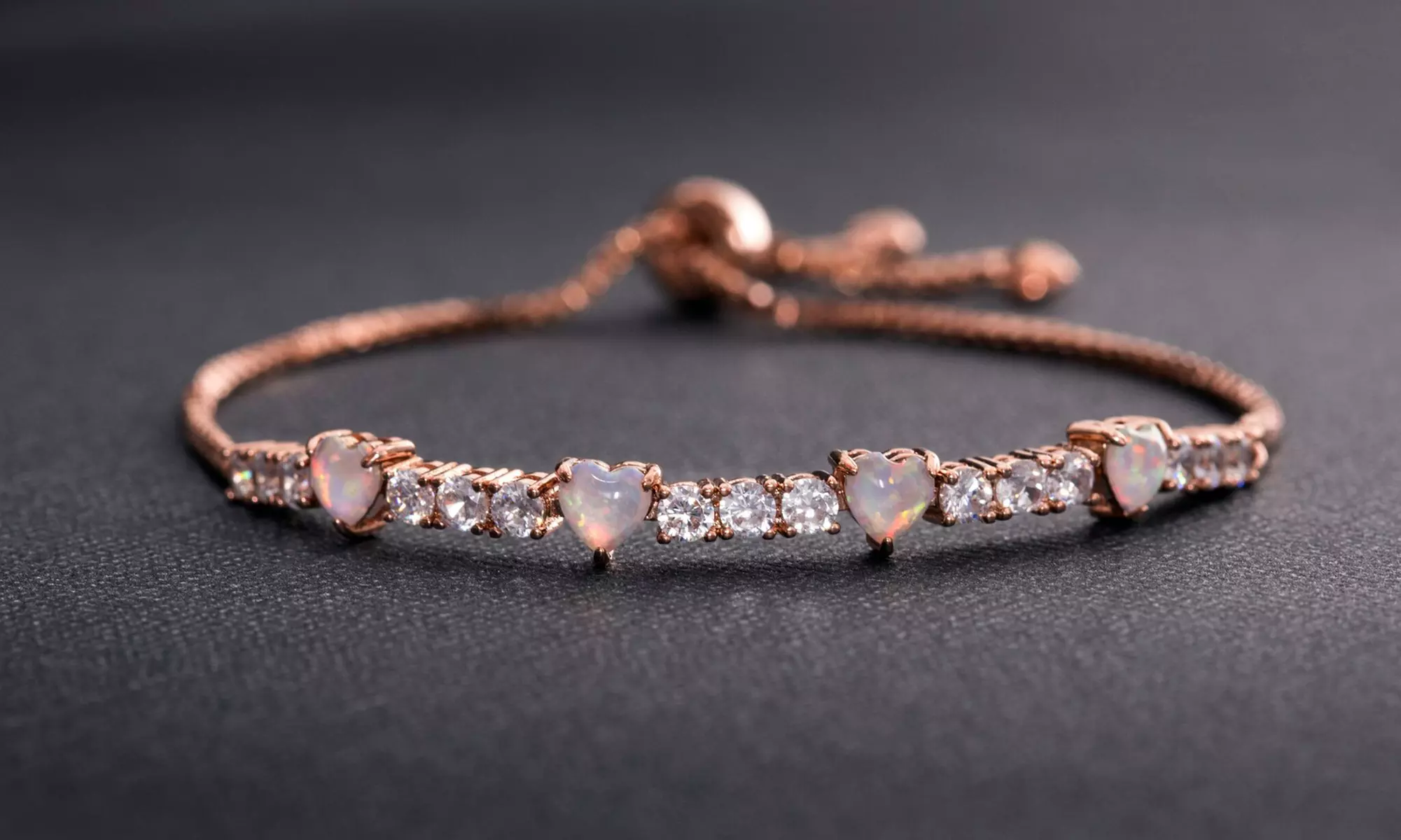 Nina & Grace Fiery Opal Tennis Bracelet with CZ - Second Medium