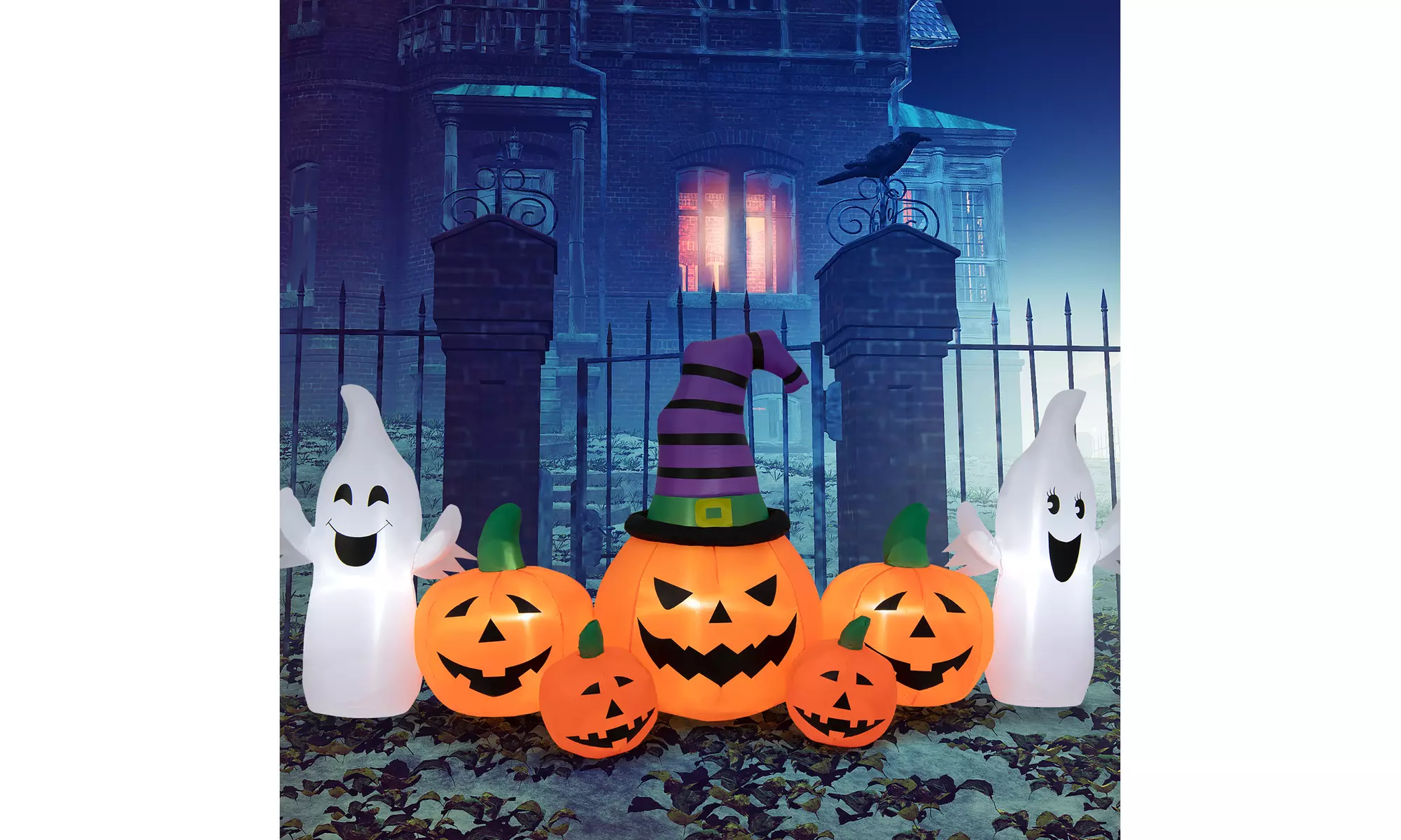 Costway 9FT Long Halloween Inflatable Pumpkins Self Inflating Pumpkin