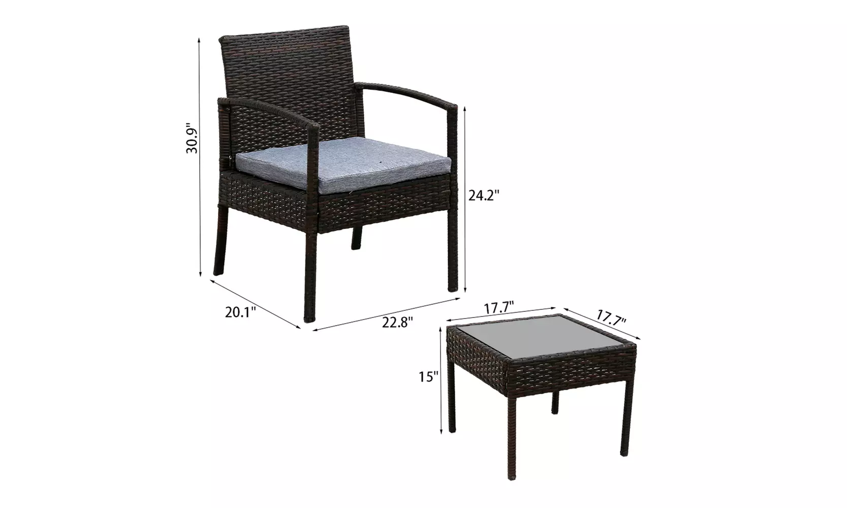 3 Piece Patio Furniture Wicker Rattan Sofa Conversation Set - Second Medium