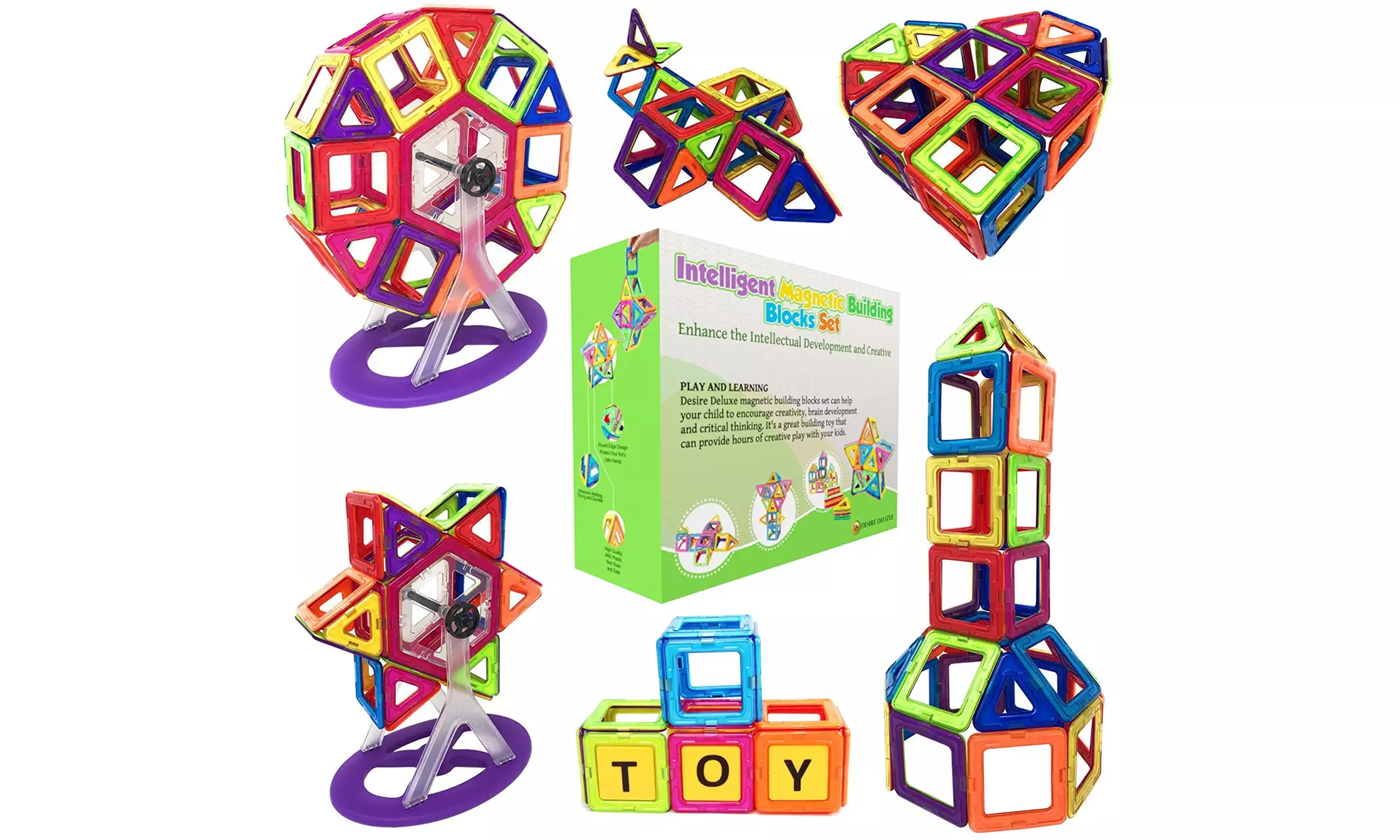 Magnetic Blocks Building Tiles Toys Set 94pc Children Creativity Educational - Second Medium