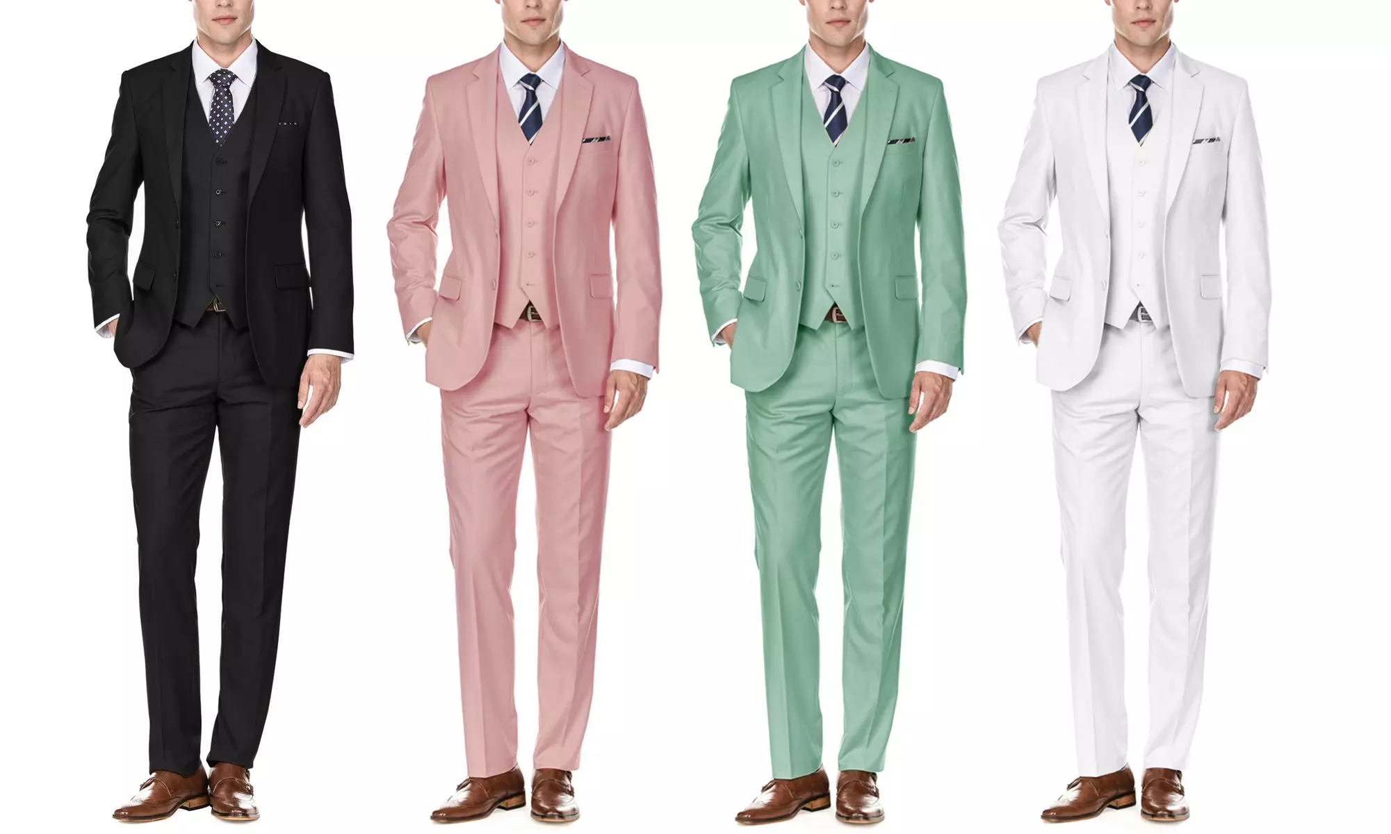 Men's Premium Slim Fit 3PC Suits (Black, Mint, Dusty Rose, White) - Primary Image