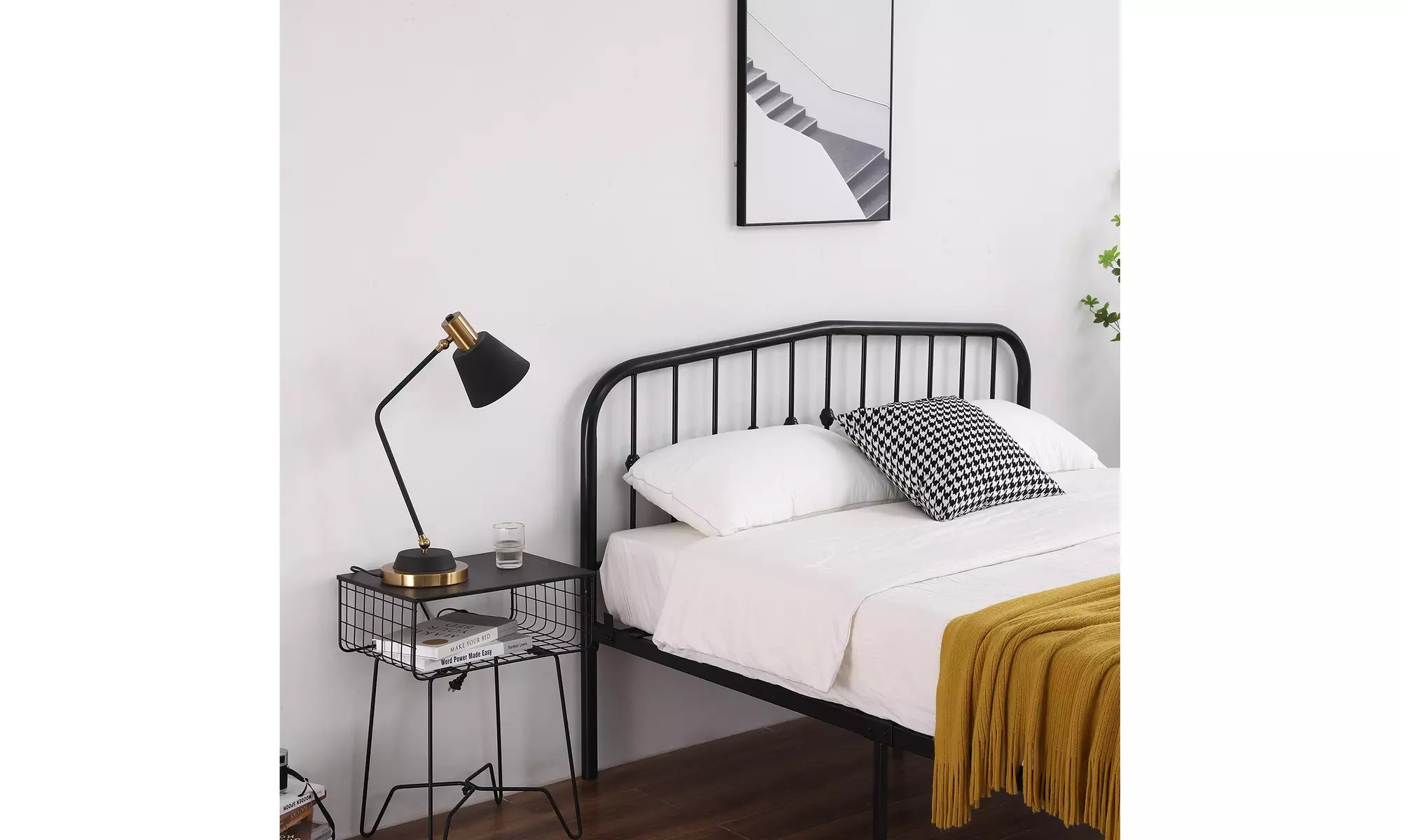Metal Bed Frame Full Size Platform Bed No Box Spring Needed Black - Second Medium