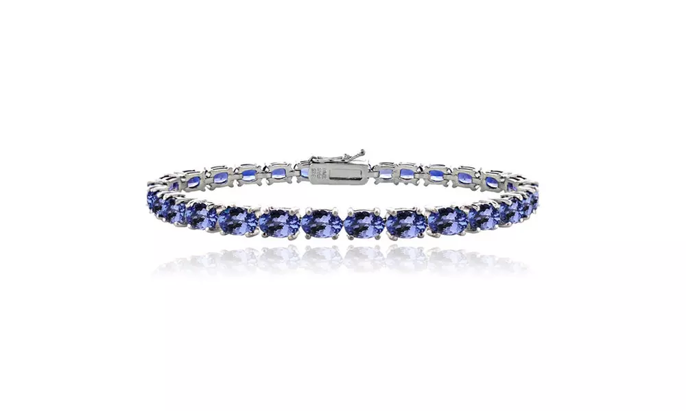 Sterling Silver 16ct Tanzanite Oval-Shape Tennis Bracelet - Primary Image