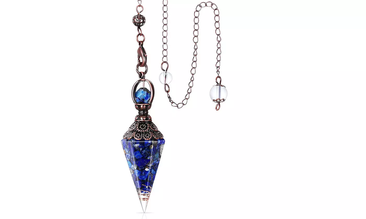 Natural Quartz Chakra Crystal Reiki Gemstone Orgone Pendulum Pendant with Box