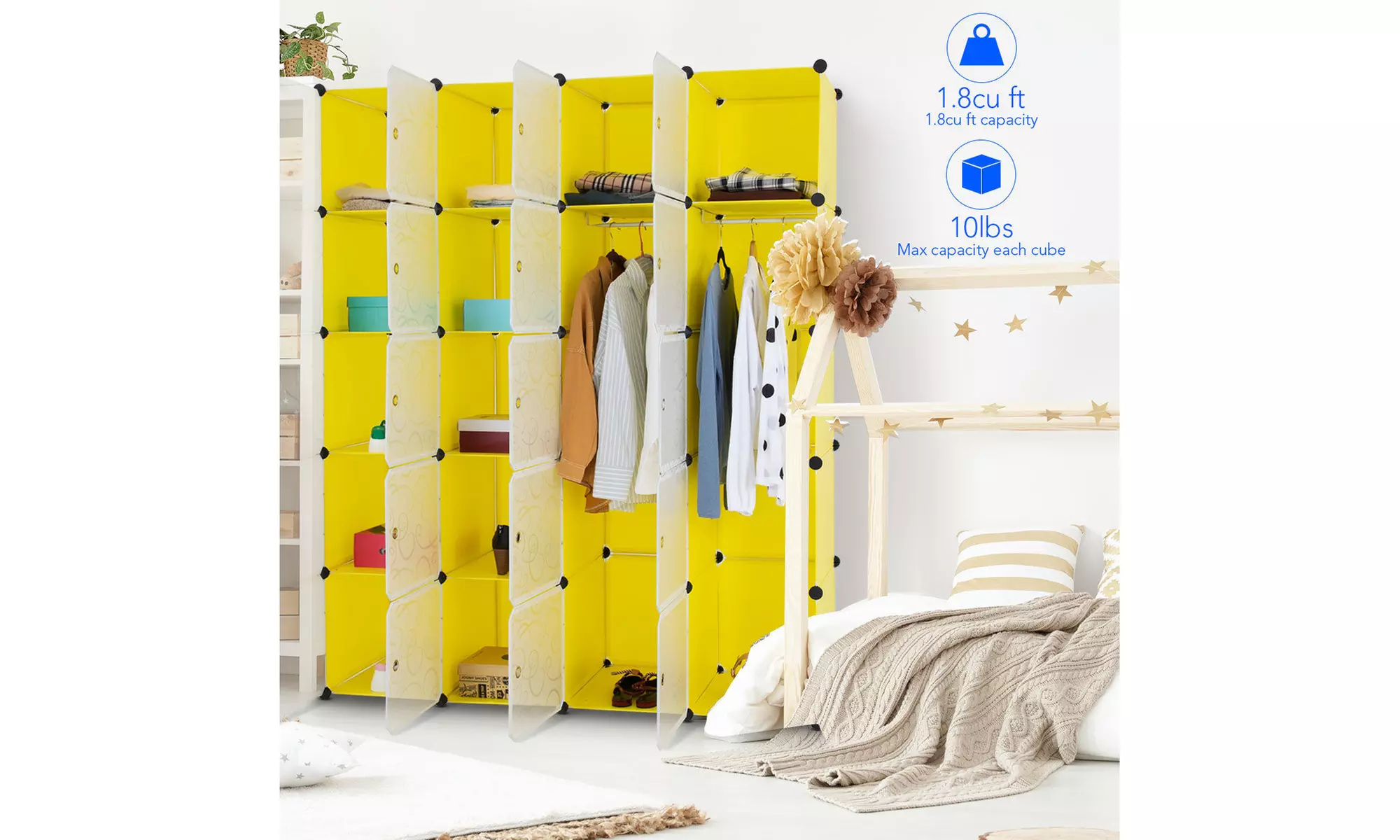 DIY 20 Cube Portable Closet Wardrobe Storage Organizer Clothes Cabinet W/Doors - Primary Image