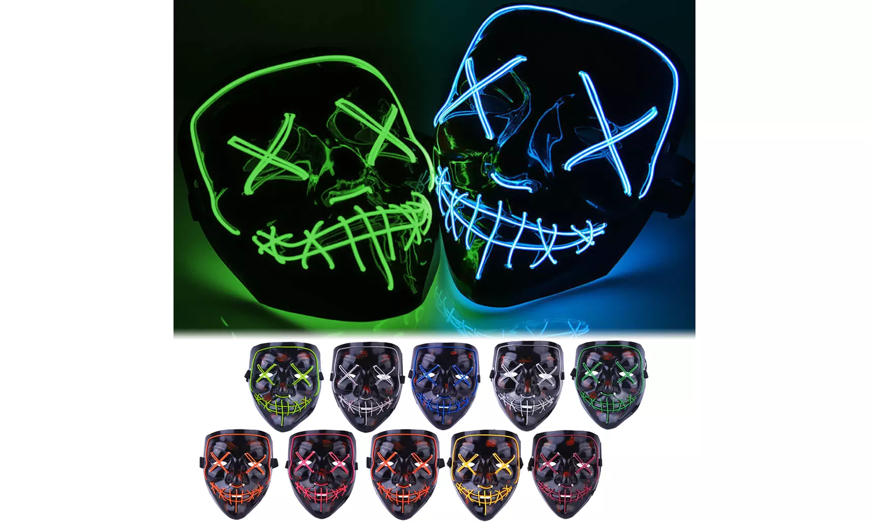 Halloween Scary Mask Cosplay Led Costume Mask EL Wire Light up - Primary Image