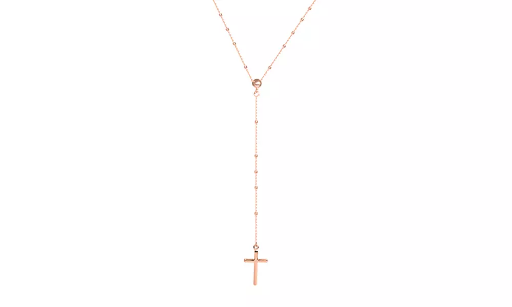 18k Gold or Rose Gold Plated Sterling Silver Rosary Necklace