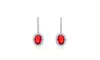 Cubic Sterling Silver Rhodium Plated Ruby Oval Earrings