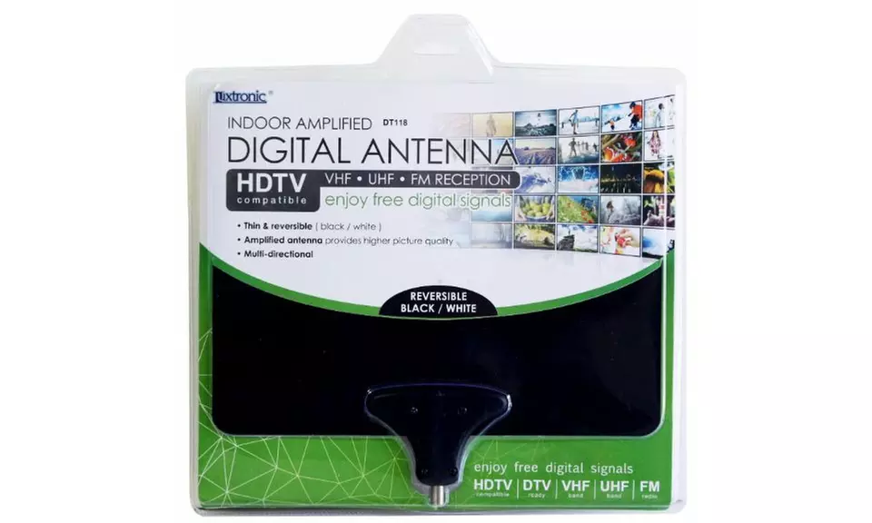 Luxtronic 60 Mile Thin Soft Flat Indoor HDTV Amplified HD TV Antenna Coax - Primary Image