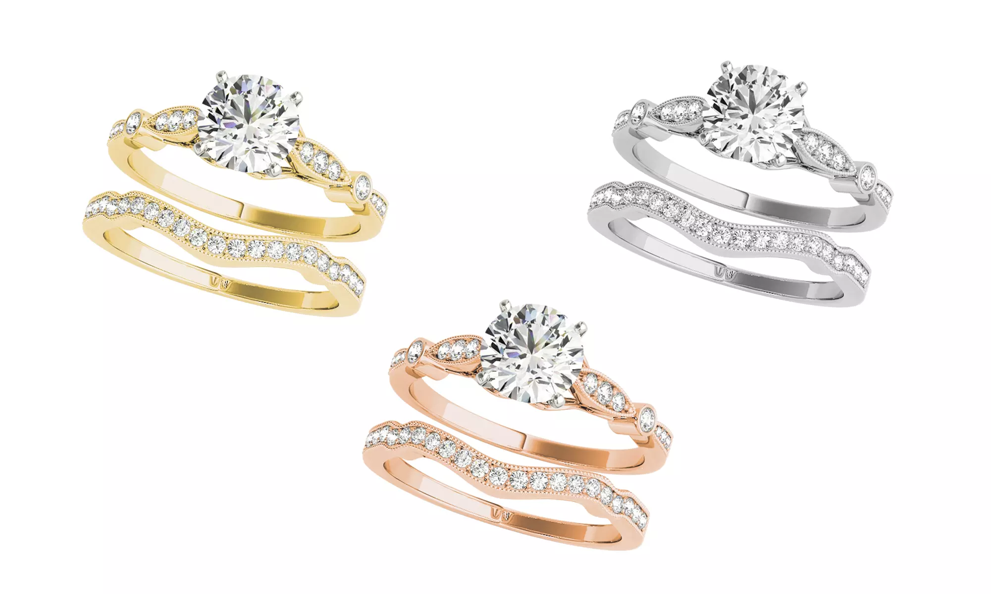Unique Designs Bridal Ring Set Made with Crystals from Swarovski - Primary Image