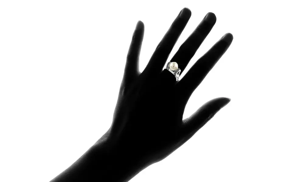 Genuine Marcasite and Freshwater Pearl Sterling Silver Ring