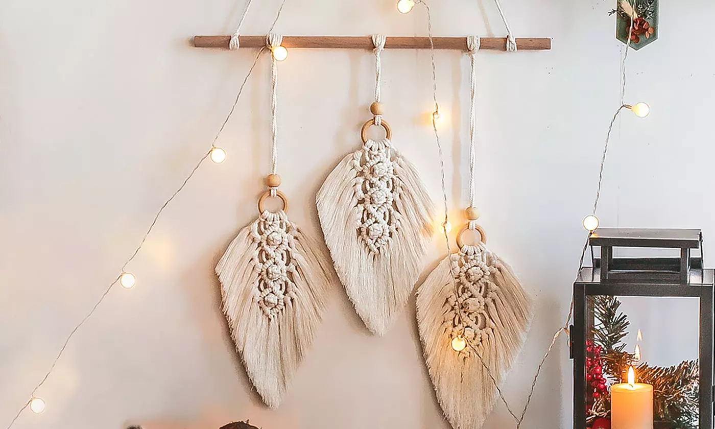 Macrame Star Moon Dream Catcher Boho Wall Hanging Ornament