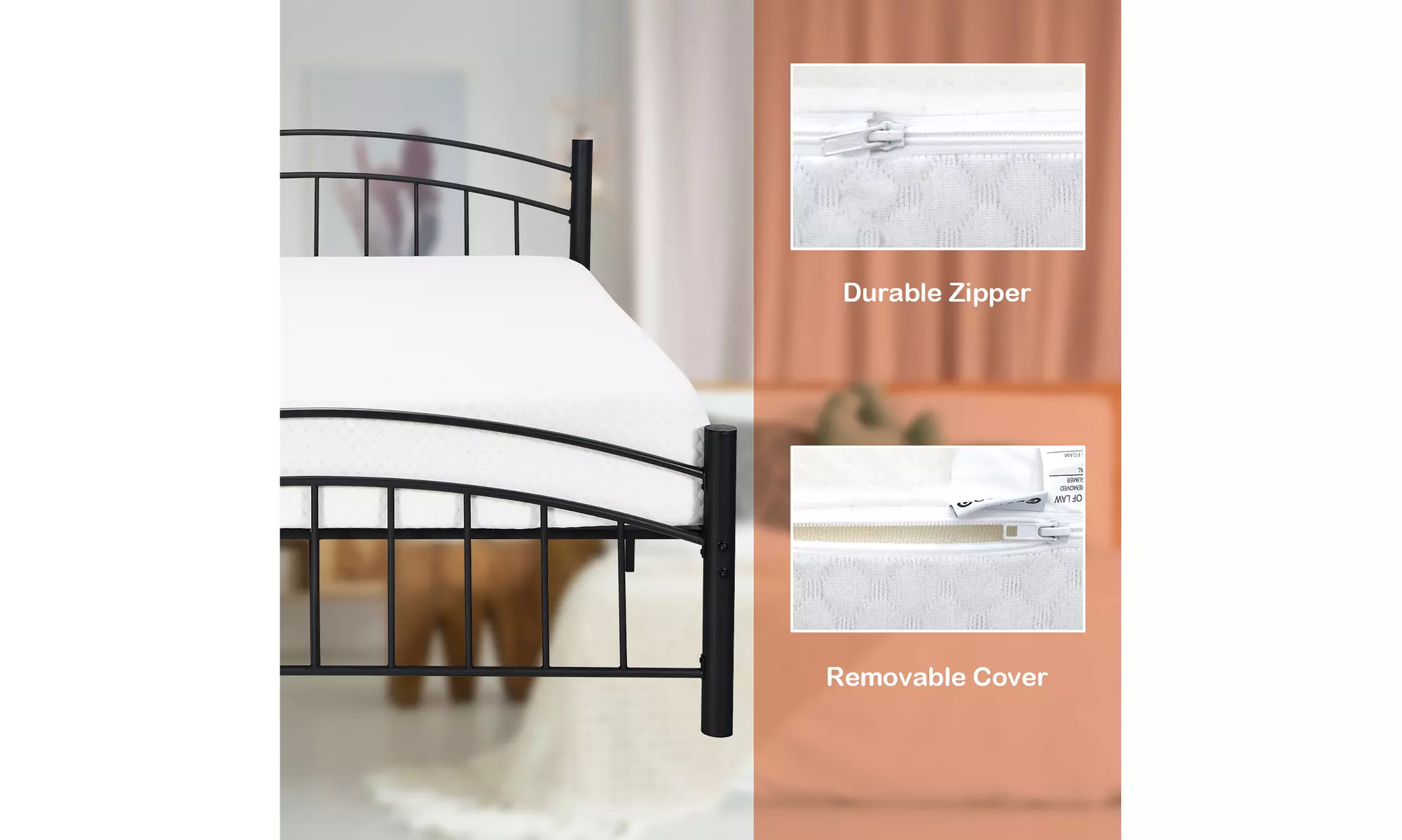 Costway 4 Sizes Jacquard 8'' Foam Mattress Medium Firm Bed-in-a-Box