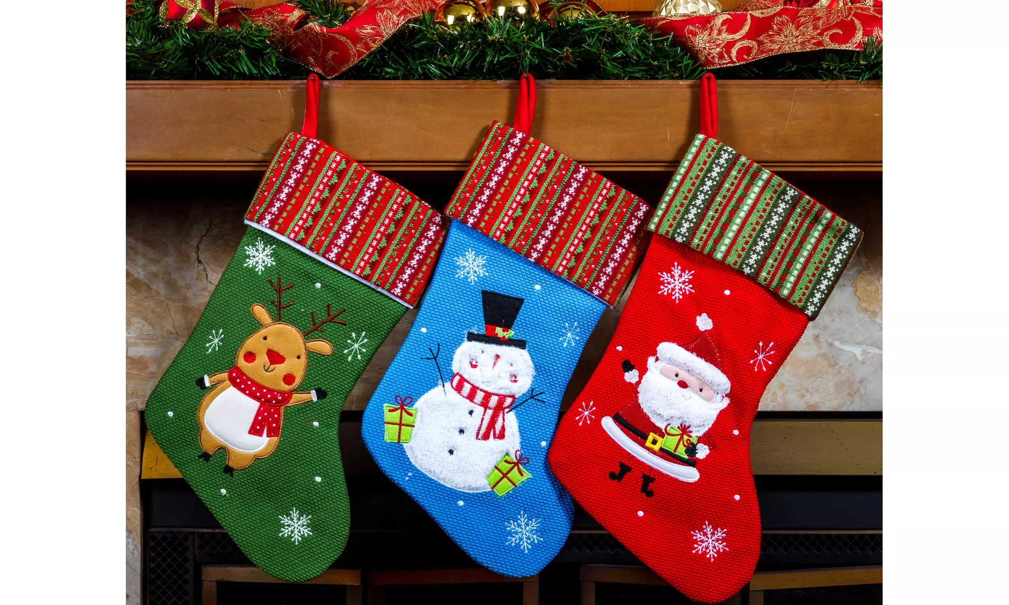 3 Piece Christmas Stockings - Quilted
