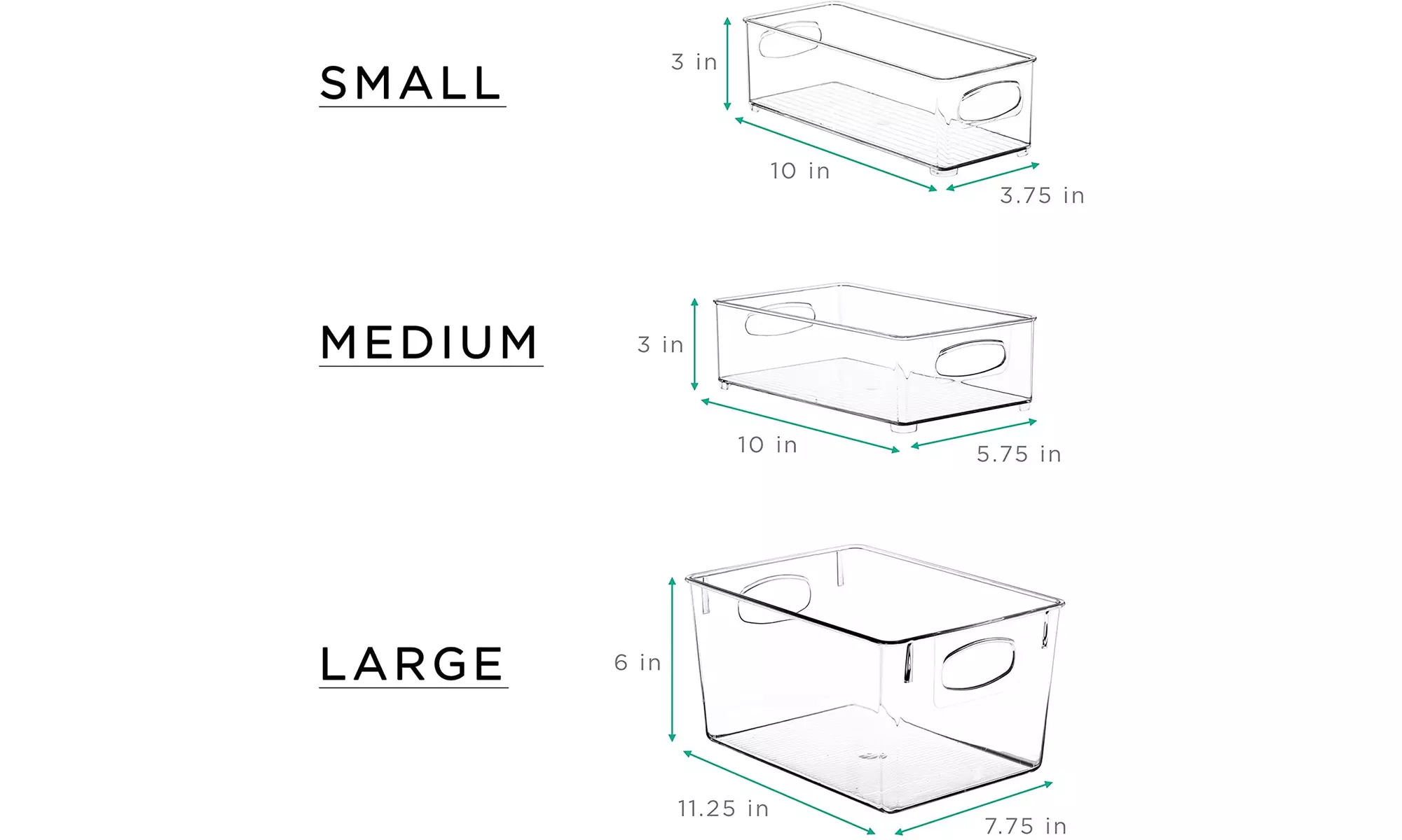Sorbus Clear Organizer Storage Bins for Fridge, Freezer and Pantry (10-Pack)