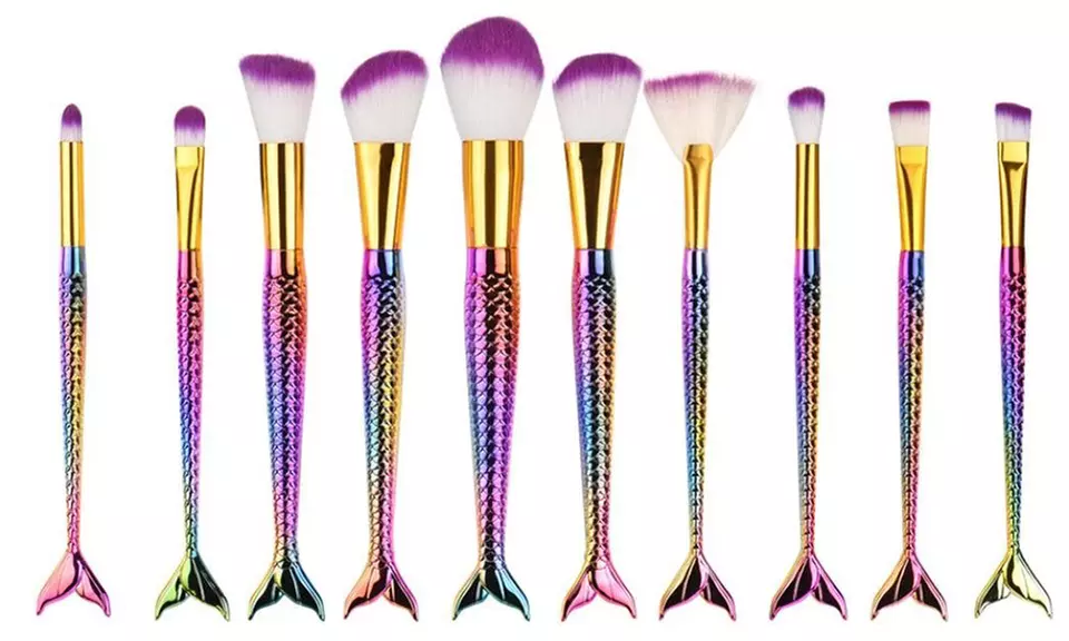Professional Mermaid Cosmetic Makeup Brush Set (10-Piece) - Primary Image