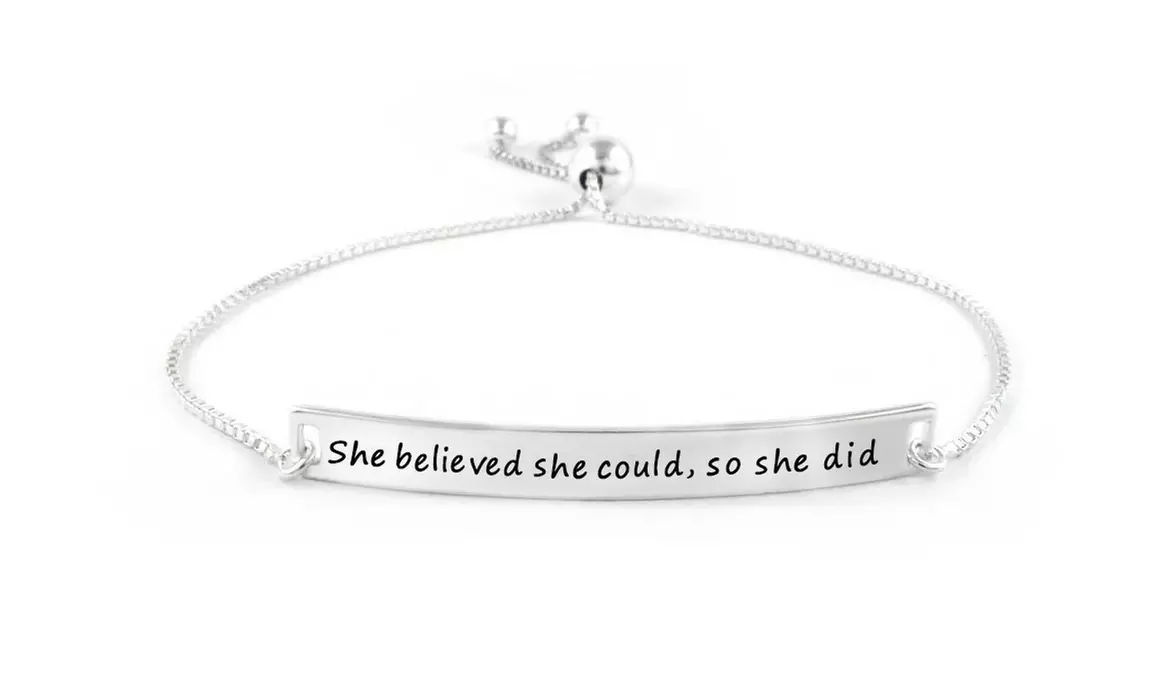 925 Sterling Silver Adjustable Bracelet With Love Engravings - Multiple Options