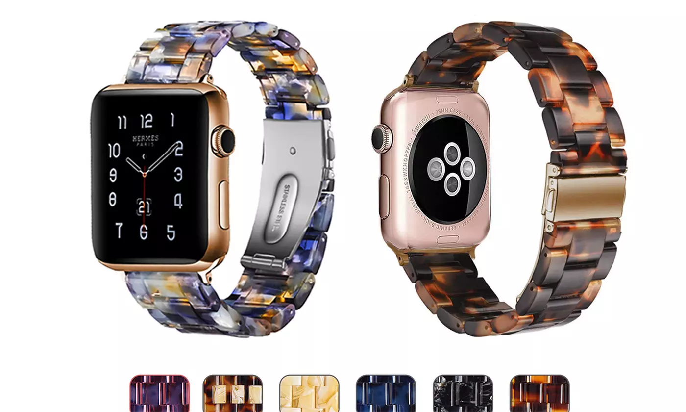 6 Color Resin Band Bracelet Compatible with Apple Watch Series 5,4,3,2,1  - Primary Image