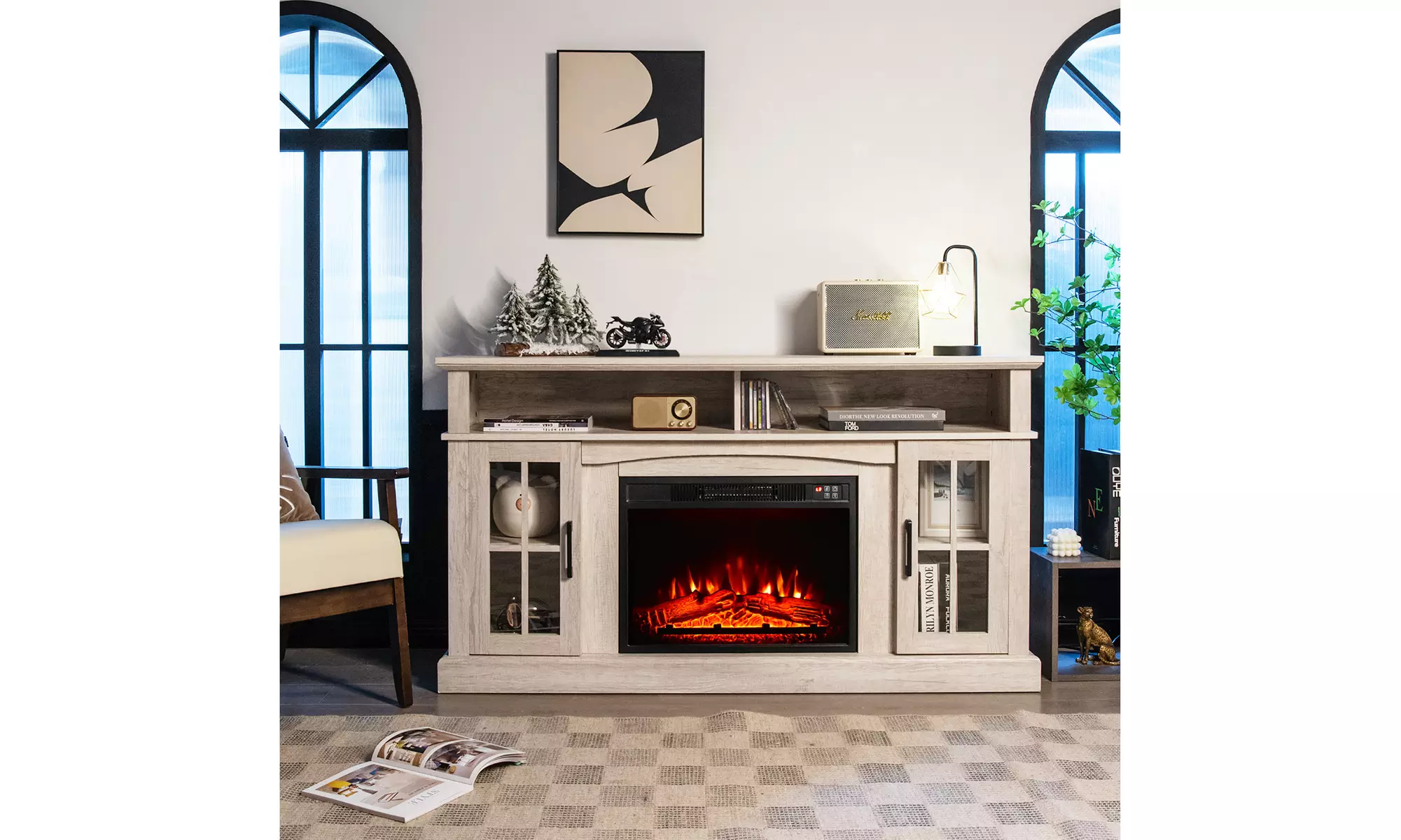 Costway 58'' Fireplace TV Stand W/ 1400W Electric Fireplace for TVs 65 Inches - Primary Image