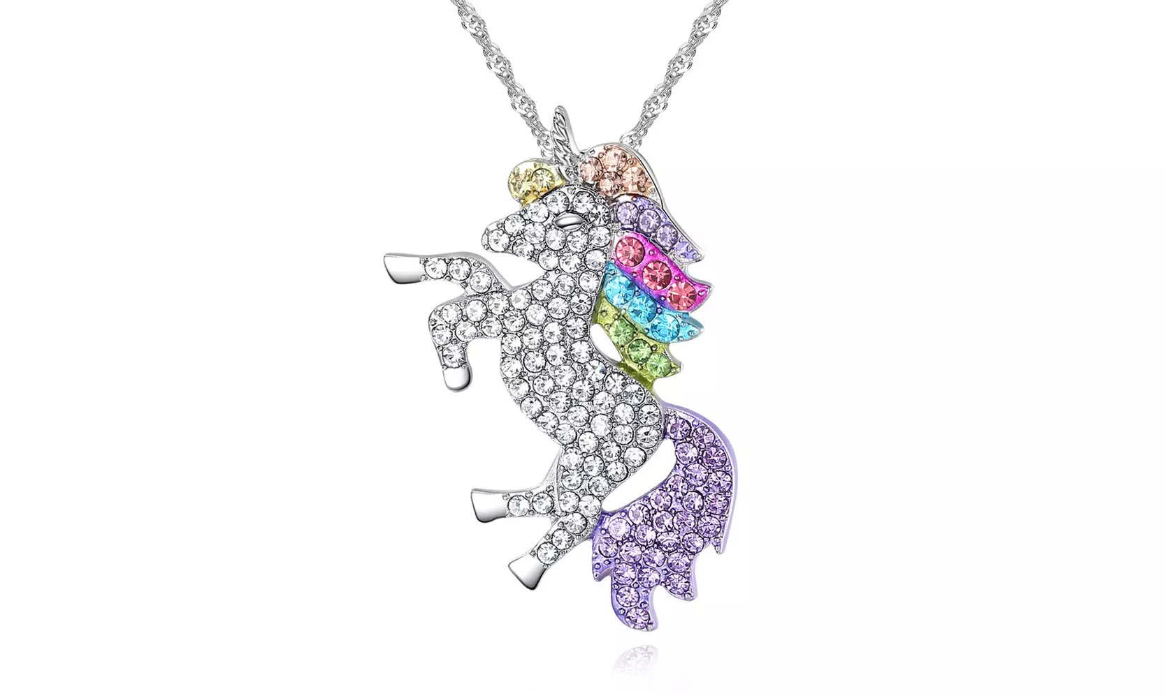 Multi-Colored Unicorn pendant necklace made with crystals from Swarovski - Primary Image