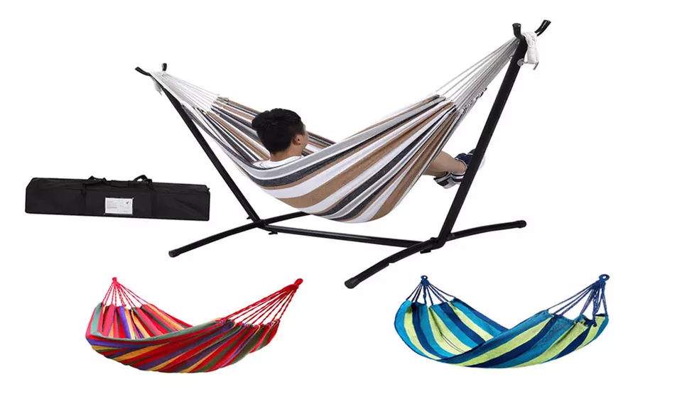 2 Person Weaved Hammock With Stand And Carrying Case - Primary Image