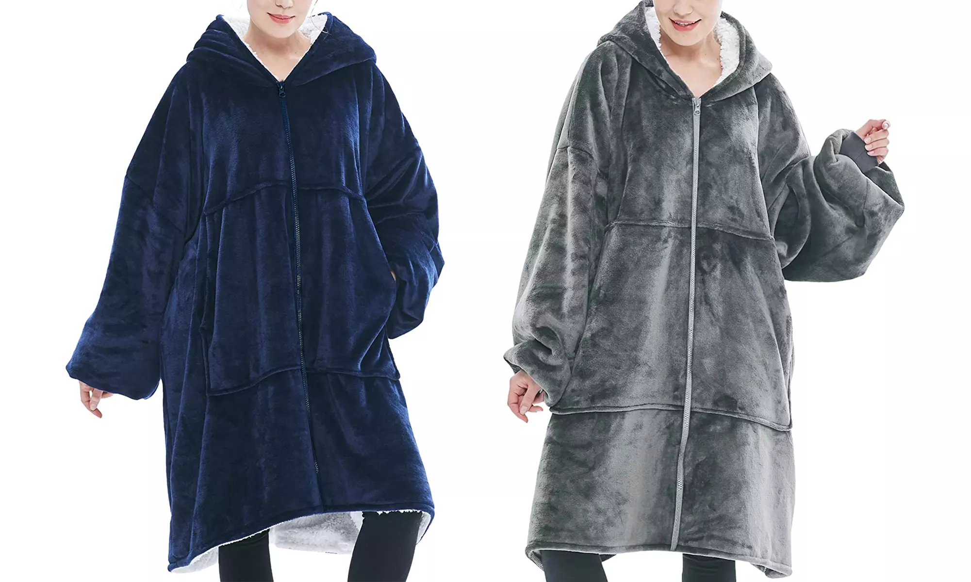 Comfortable Unisex Hooded Robe Throw Blanket - Primary Image