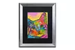 Dean Russo 'Tilt Cat' Matted Silver Framed Art - Second Medium