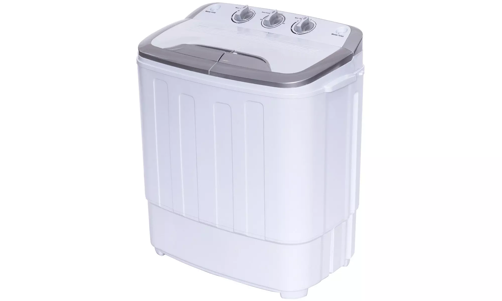 Compact Mini Twin Tub 13lbs Washing Machine Washer Spin Spinner Gray & White New - Primary Image
