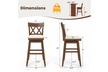 Costway 30" Bar Stool Wooden Chair with Contoured Backrest Swivel Padded Seat - Second Medium