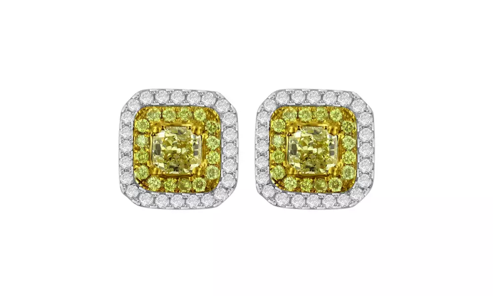 5/8 Cttw Fancy yellow & White diamonds Earring in 14KW - KE5552FYDW - Second Medium