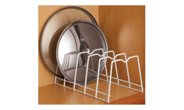 Pot Lid Cabinet Drawer Organizer Pan Steel Rack Holder Kitchen