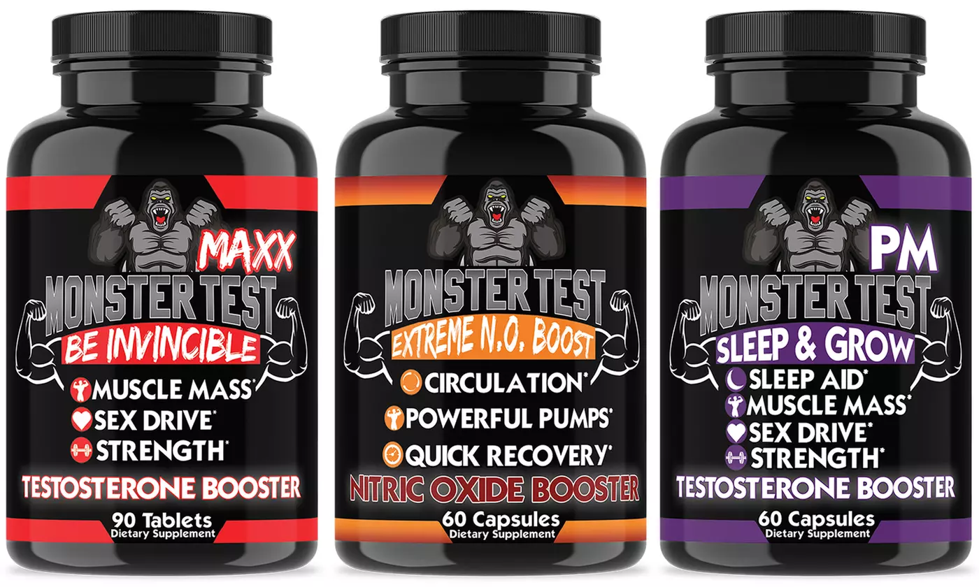 Angry Supplements Monster Test Maxx, Nitric Oxide Booster, PM Sleep Aid Combo