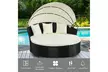 Costway Outdoor Round Sofa Daybed-Black,Retractable Canopy,Patio Furniture - Second Medium