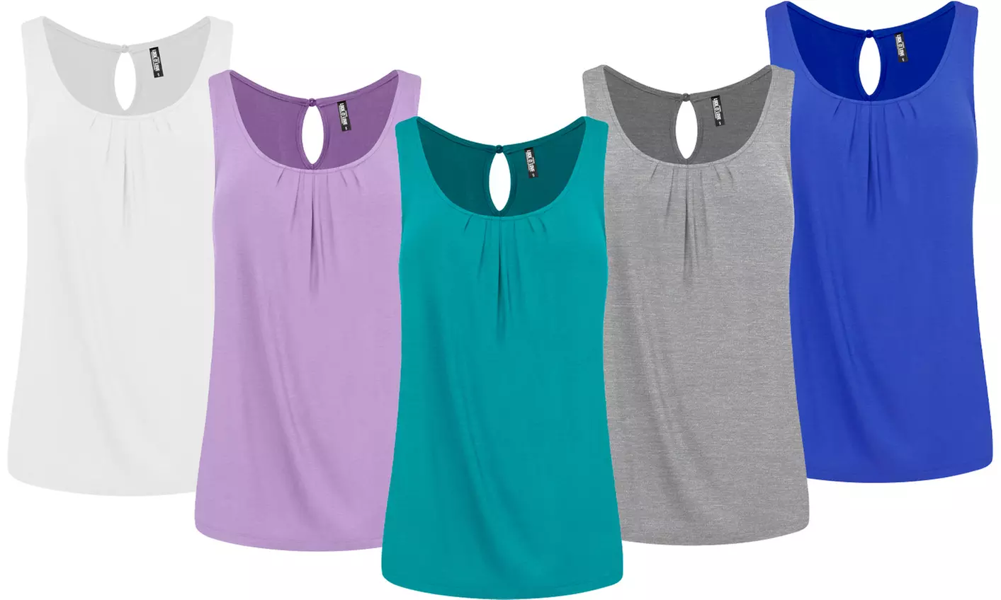 Made By Johnny Women's Pleated Front Scoop Neck Shell Tank