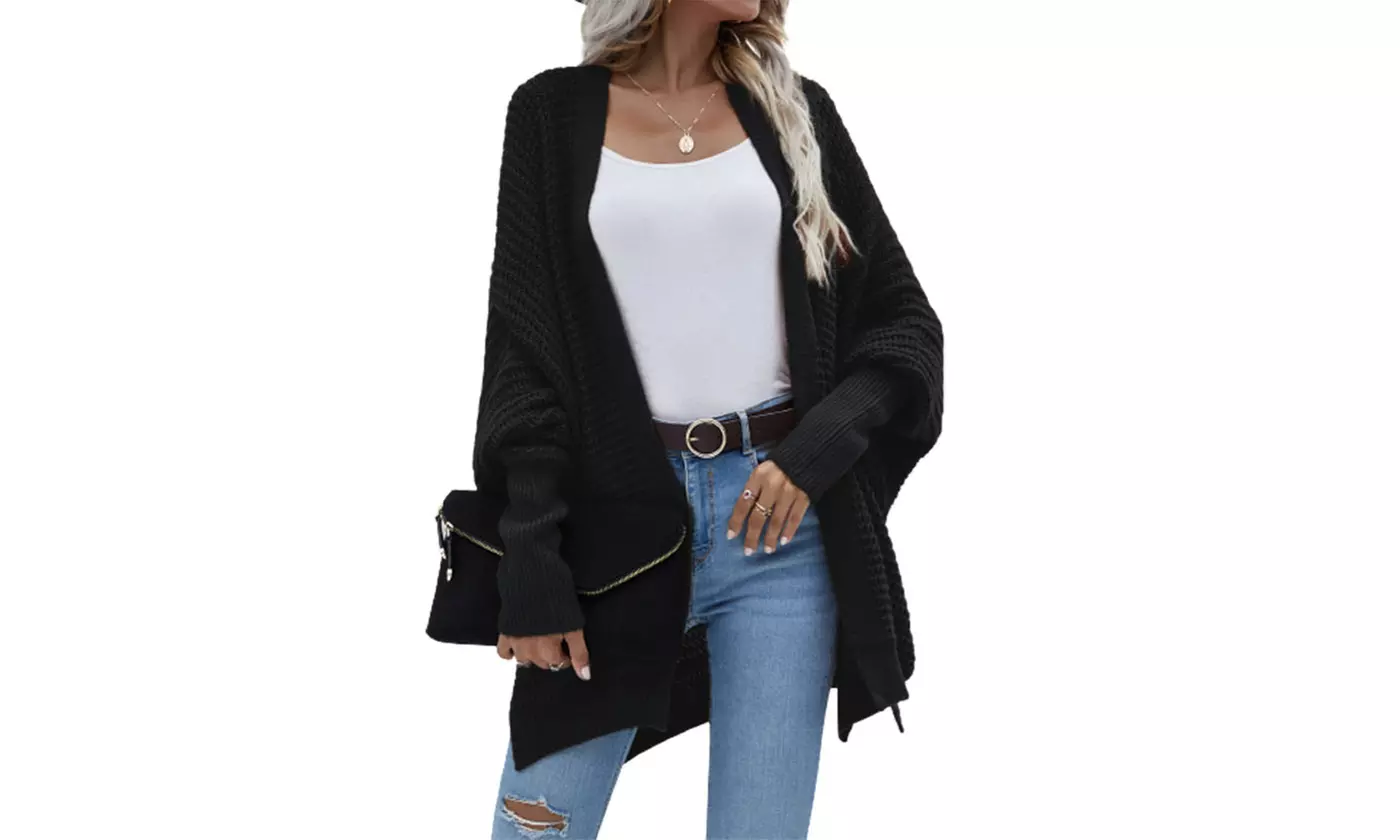 Bohuma Women's Batwing Long Sleeve Cardigan Loose Open Front Sweater Coat