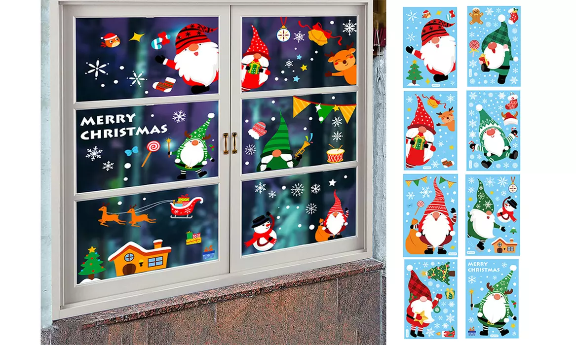 Christmas Decals Decorations Holiday Snowflake Santa Claus Reindeer Decals - Primary Image