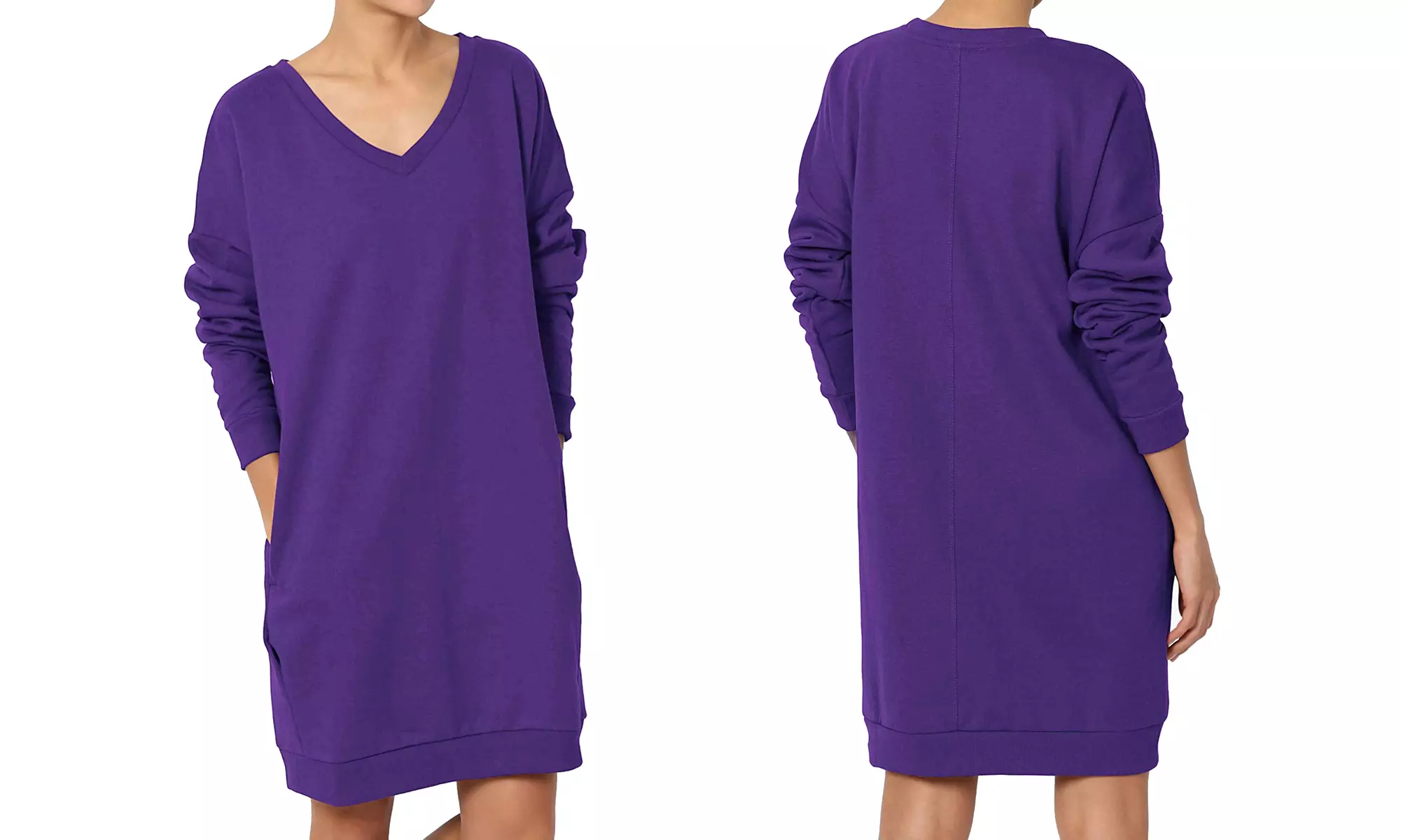 Haute Edition Women's Loose Fit Sweatshirt Dress With Pockets S-3X