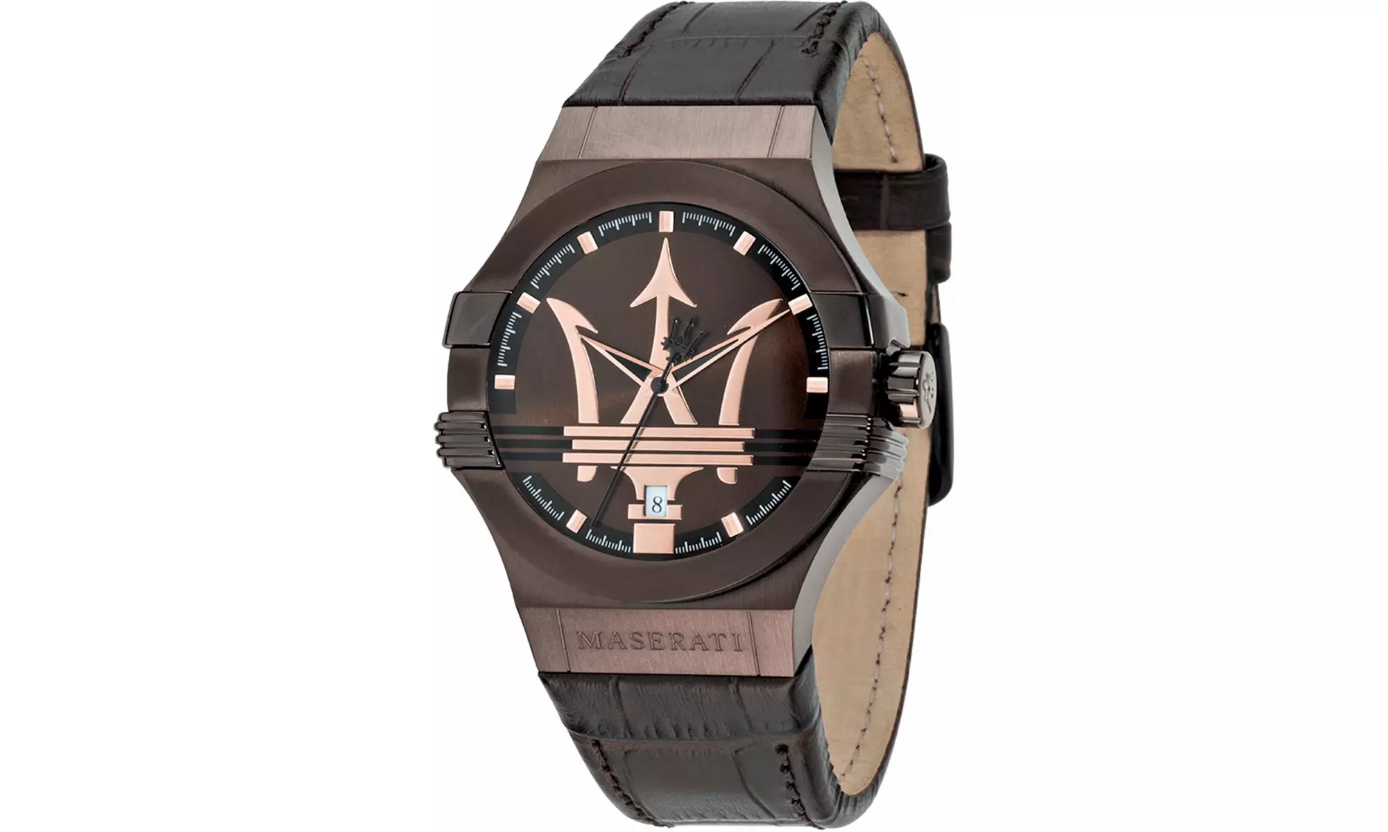 Maserati Potenza IP Brown Case Leather Strap Men's Watch R8851108011 - Primary Image