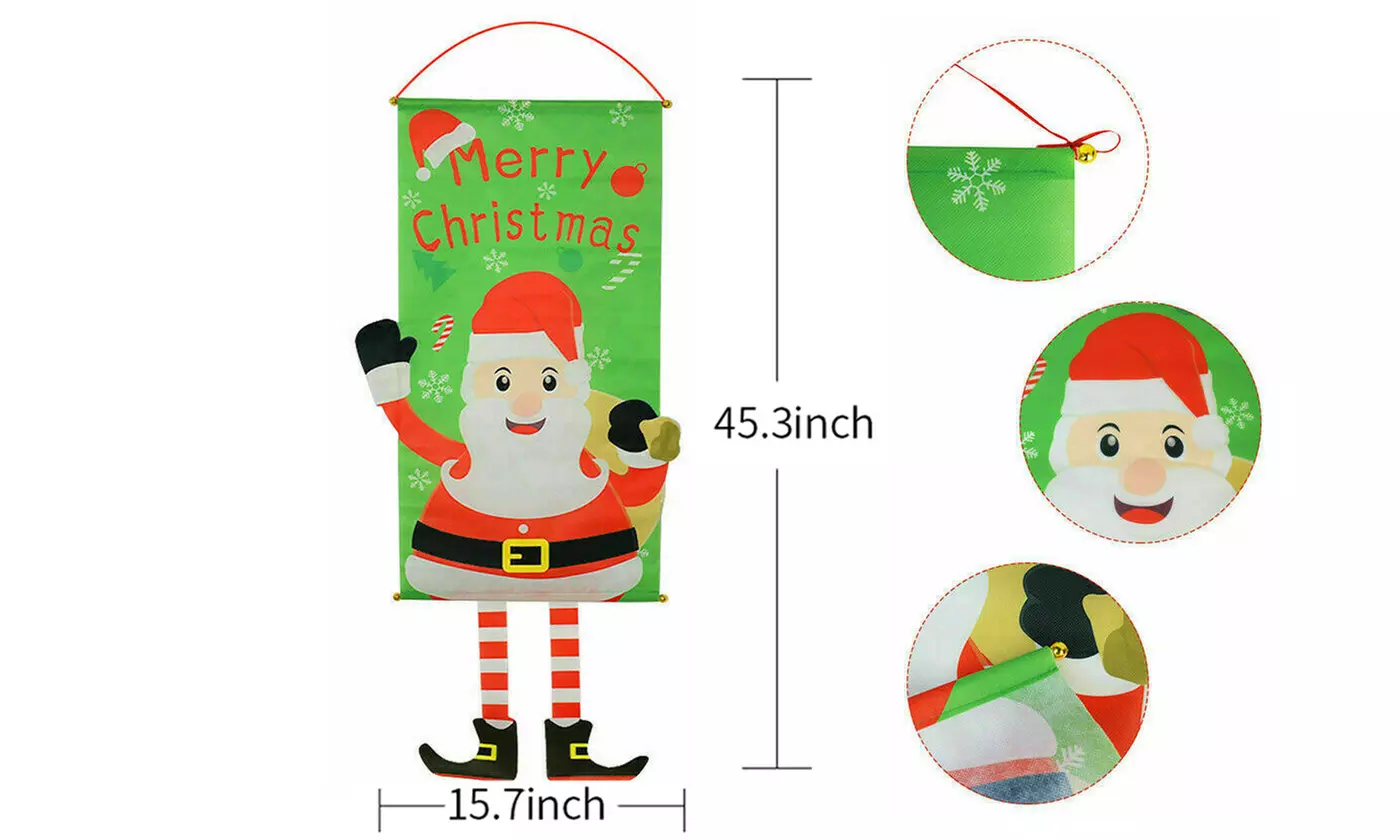 ItBelongs2U Merry Christmas Front Door Porch Sign Hanging Flag Wall Decoration