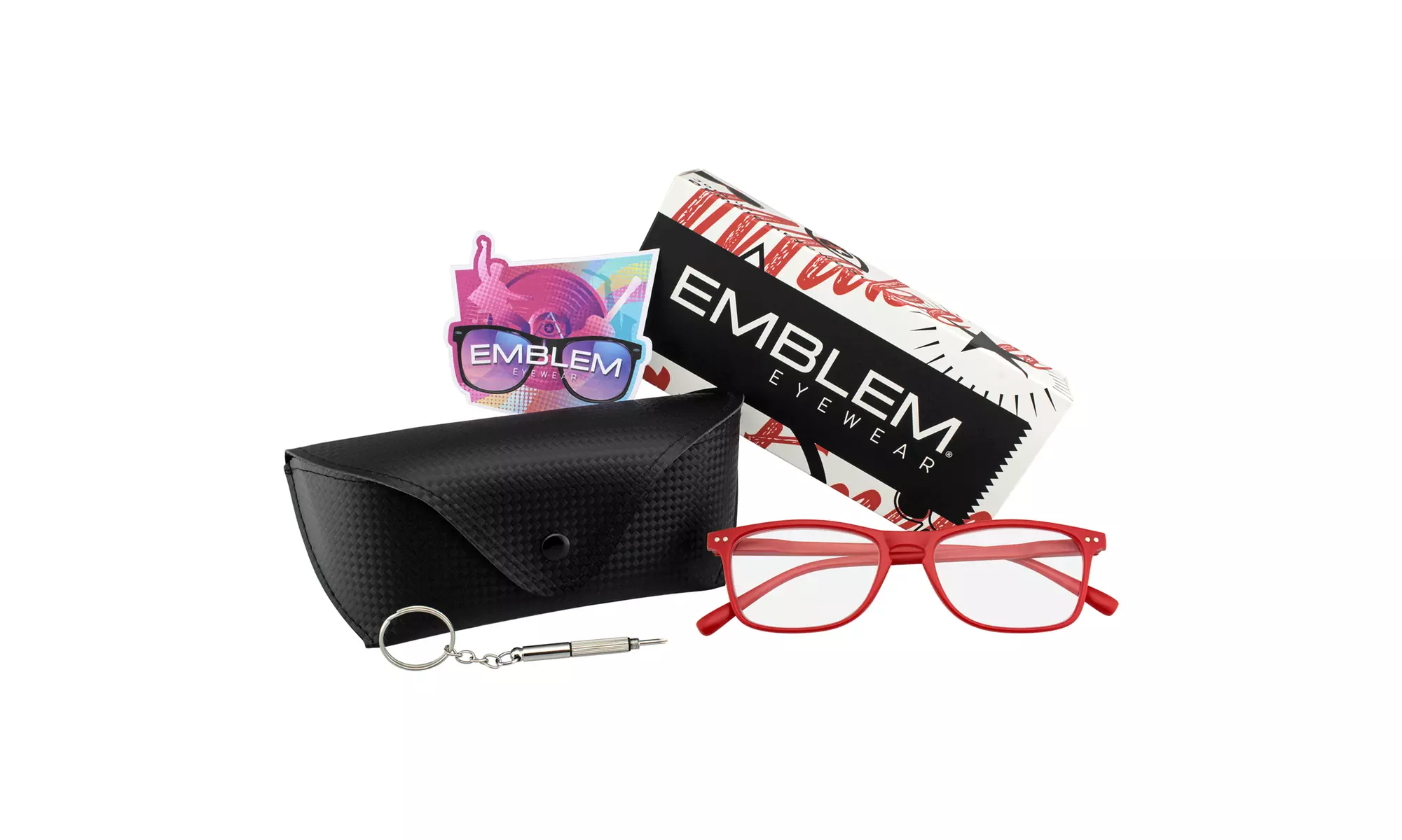 Emblem Eyewear - Mens Womens Reading Glasses Horn Rimmed Retro Keyhole Readers