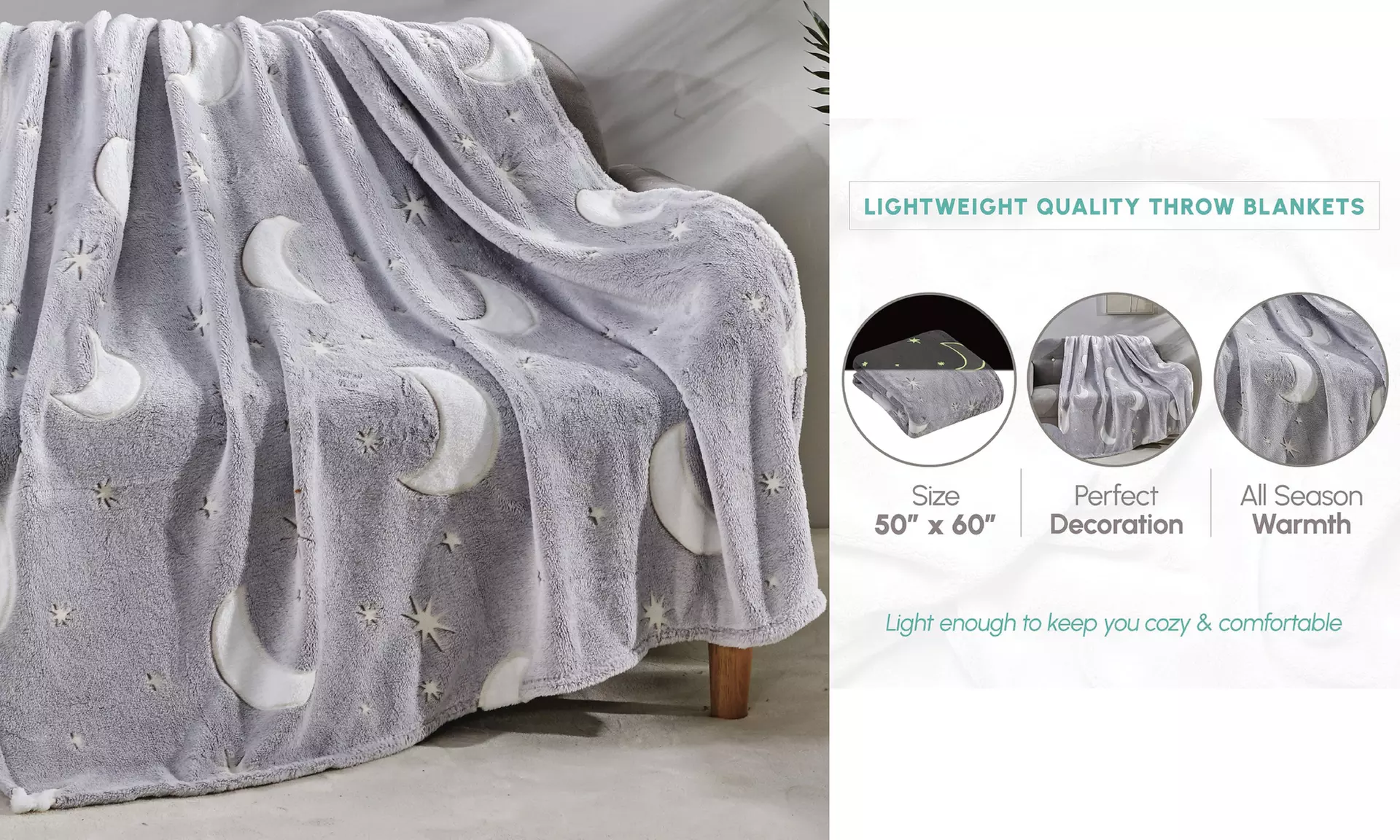 Glow-in-the-Dark 50" x 60" Throw Blankets