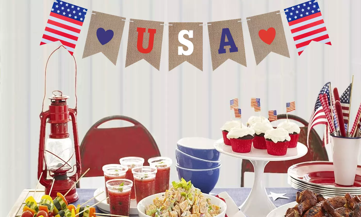 USA Star Flag Banner Bunting Patriotic 4th of July Decorations Party Supplies