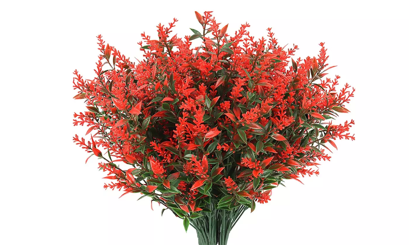 ItBelongs2U 8-Pack UV Resistant Artificial Lavender Flowers Faux Plastic Plants