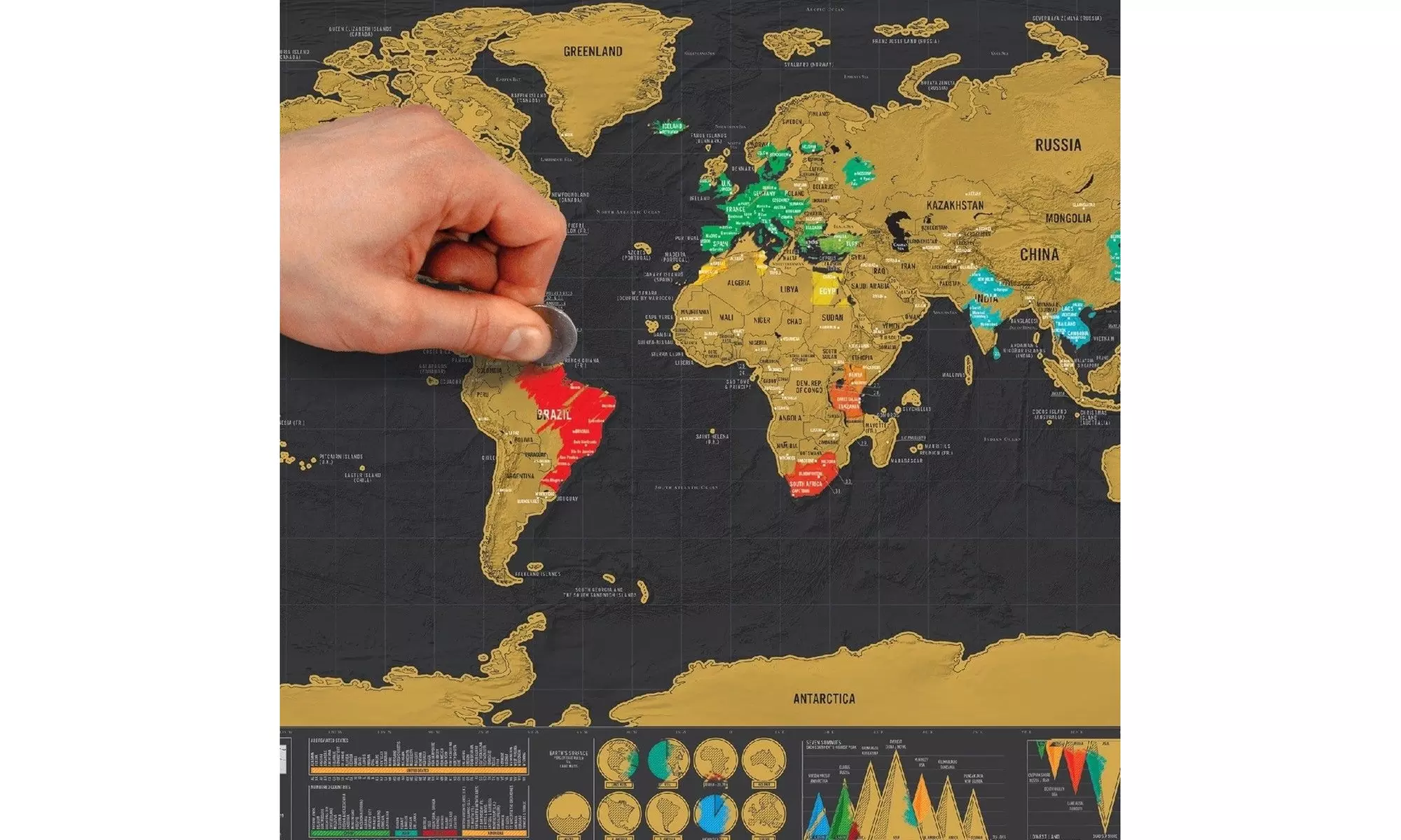 Deluxe Travel Edition Scratch Off World Map Poster Personalized Journal Log - Primary Image