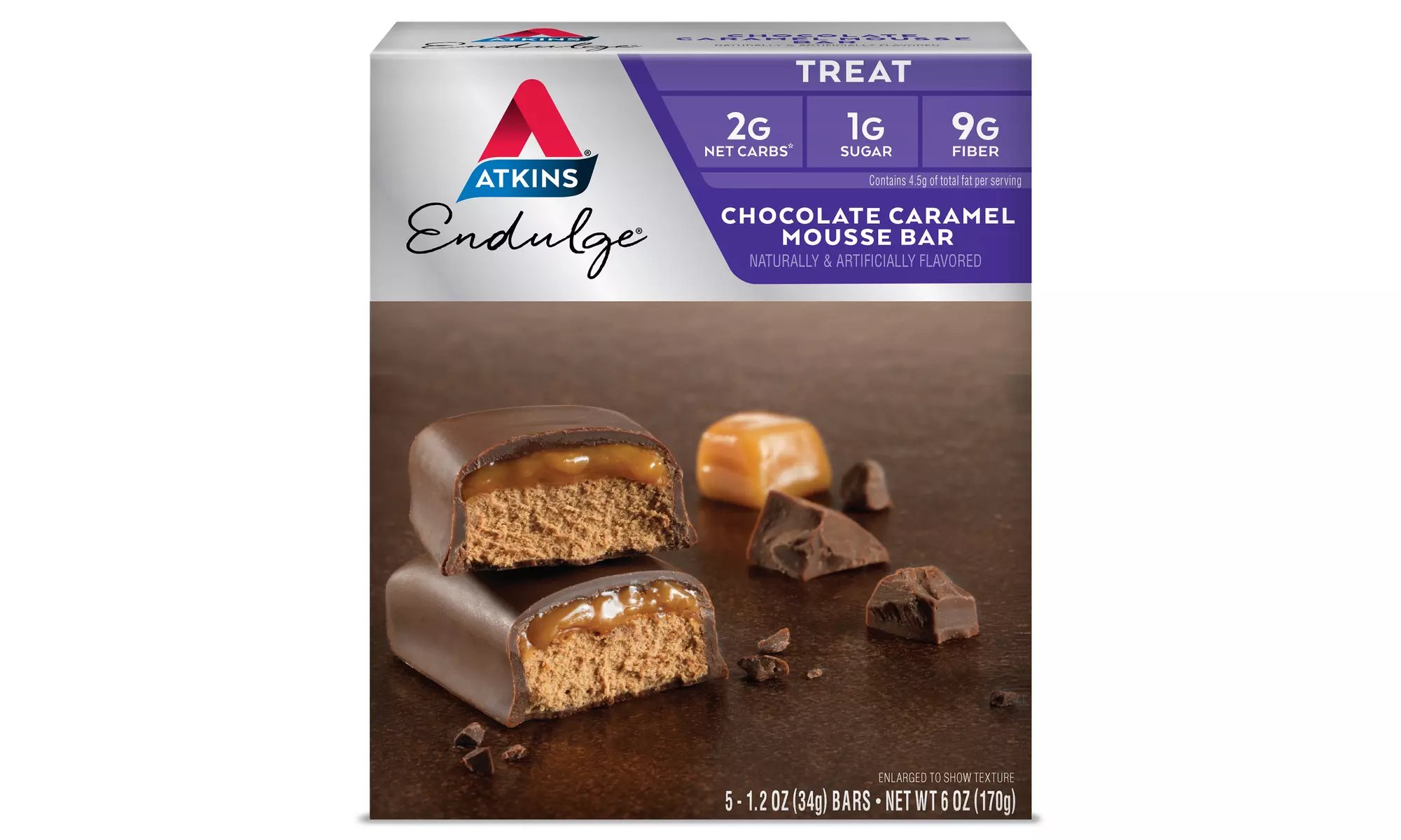 Endulge Chocolate Caramel Mousse Bar, 1.2oz, 5-pack (Treat) - Primary Image