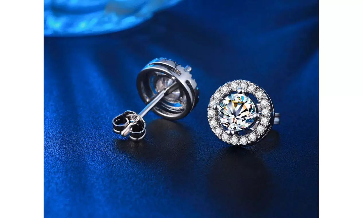 Round Luxury Swiss Crystals Stud Earrings