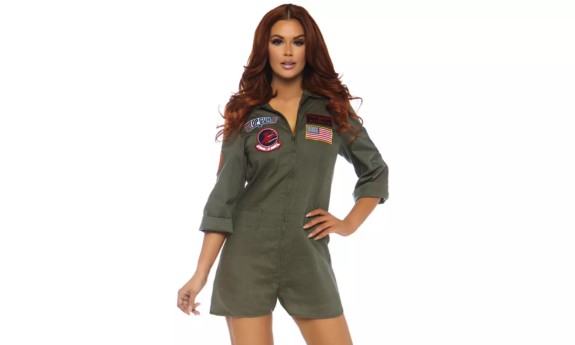 Leg Avenue Women's Top Gun Flight Suit Romper Sexy Maverick Jumpsuit - Primary Image