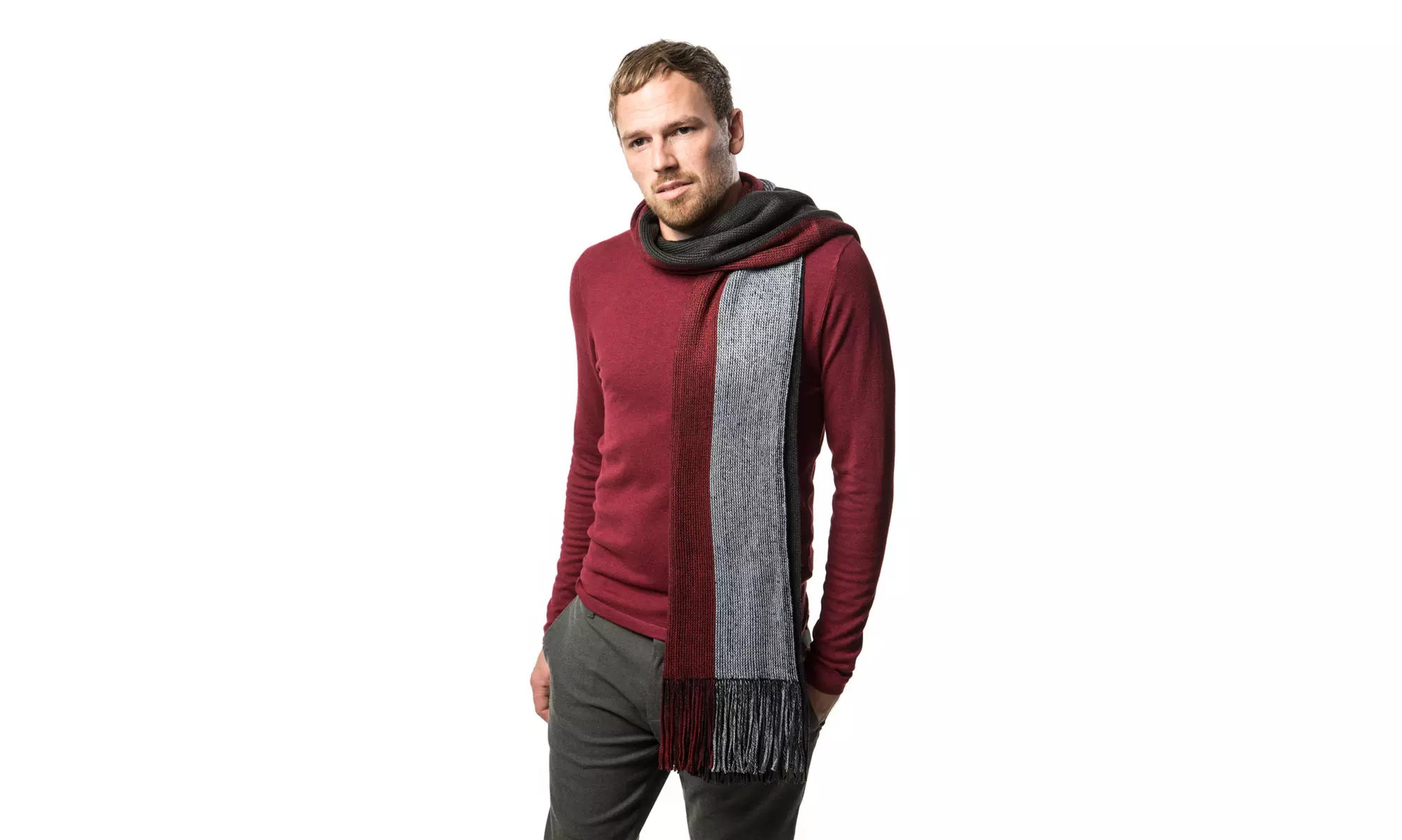Mio Marino Men's Knit Striped Winter Fashion Scarf In An Elegant Gift Box