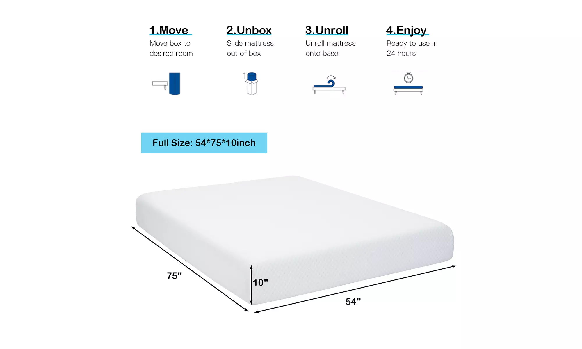 Costway 4 Sizes Jacquard 10'' Foam Mattress Medium Firm Bed-in-a-Box